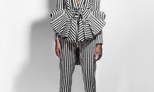 Black White Striped Corset Jacket