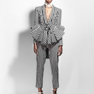 Black White Striped Corset Jacket