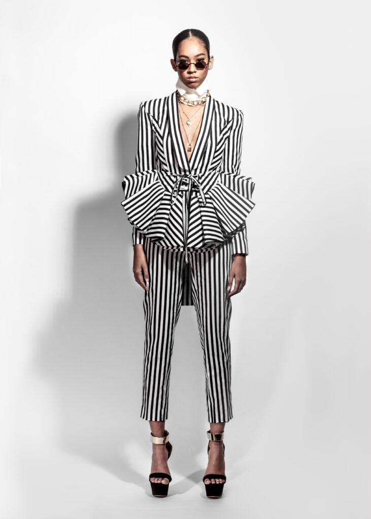 Black White Striped Corset Jacket