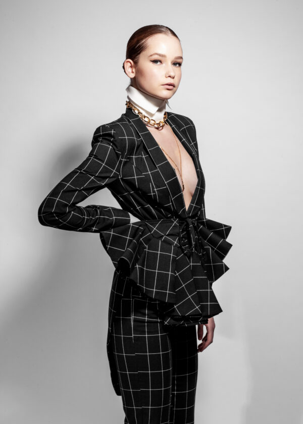 Black Plaid Corset Jacket - Image 2