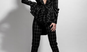 The Black Plaid Corset Jacket from the VANDERYT Wednesday Collection