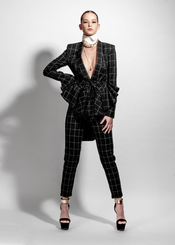 The Black Plaid Corset Jacket from the VANDERYT Wednesday Collection