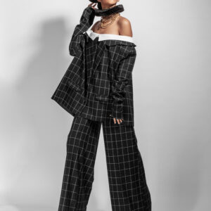 The Off-Shoulder Plaid Jacket from our Wednesday's collection.