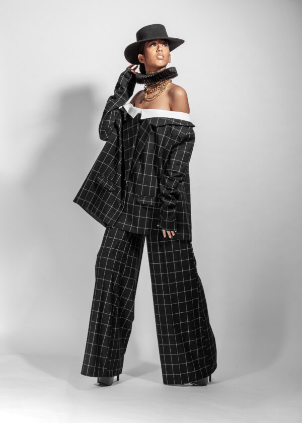 The Off-Shoulder Plaid Jacket from our Wednesday's collection.