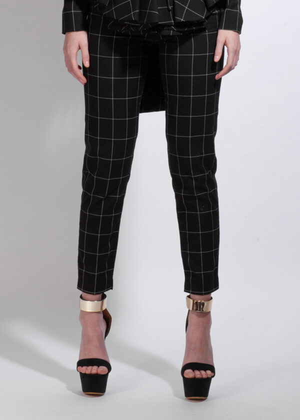 Black Plaid Straight Pants