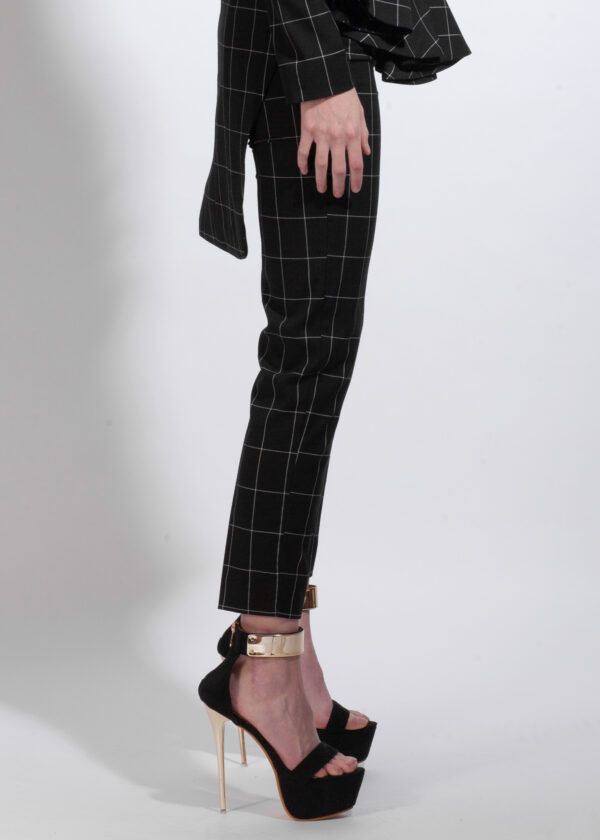 Black Plaid Straight Pants - Image 2