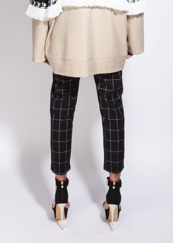 Black Plaid Straight Pants - Image 3