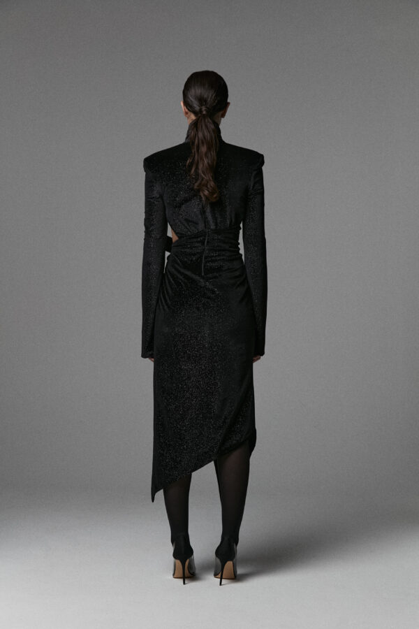 Velvet Black Glitter Dress - Image 3