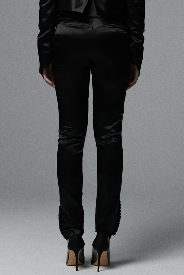 Black Charmeuse Pleated Pants - Image 2